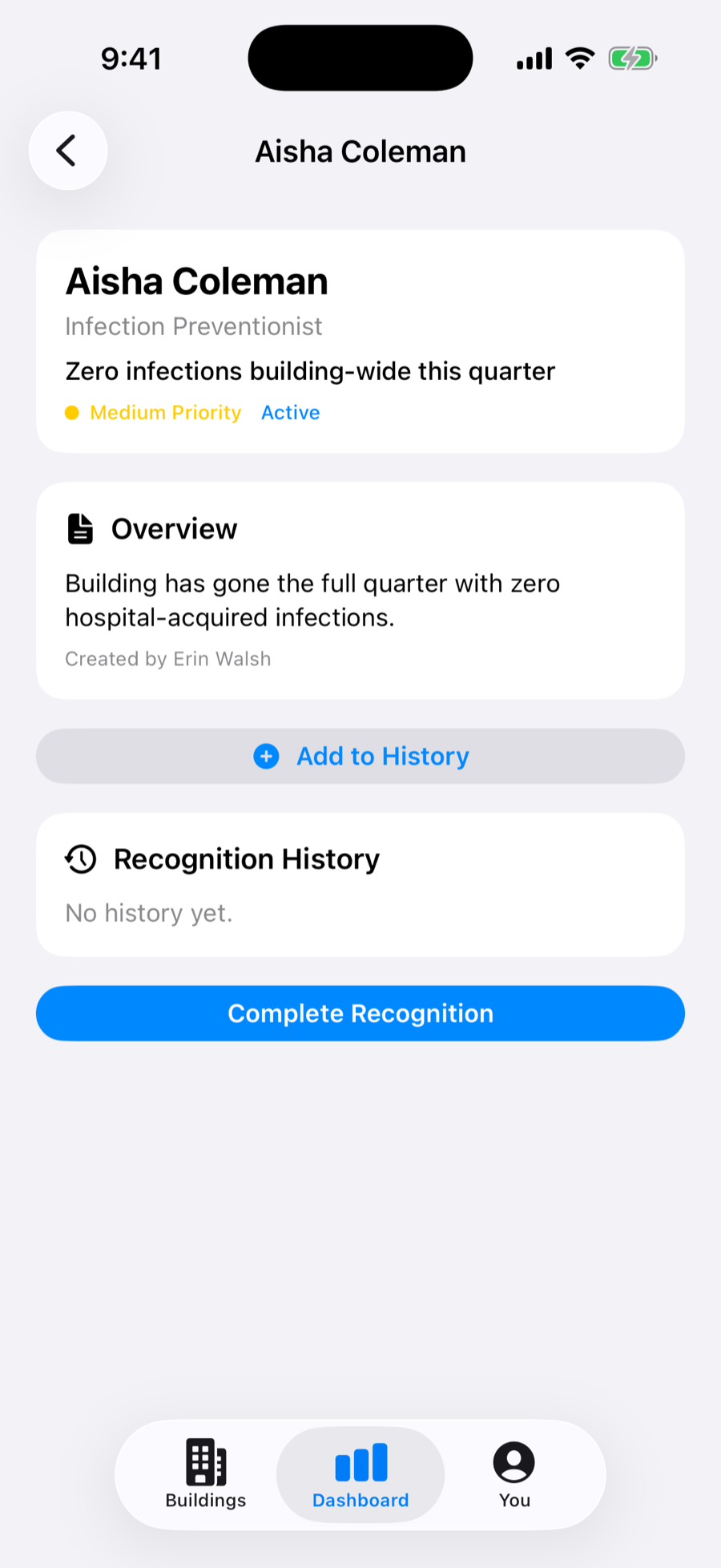 Recognition detail